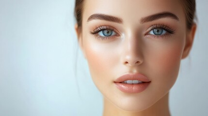 A Closeup Portrait of a Woman with Beautiful Blue Eyes