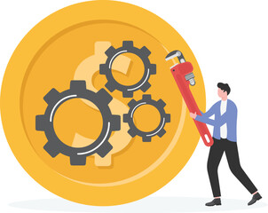 Repairing, Fixing Broken dollar coin.Savings.
