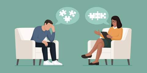 Therapist helping a depressed patient