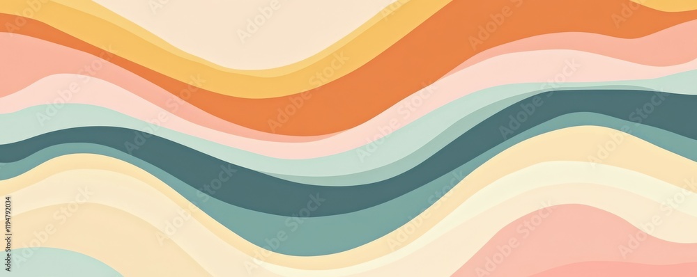 Poster abstract horizontal background with colorful waves. trendy vector illustration in style retro 60s, 7