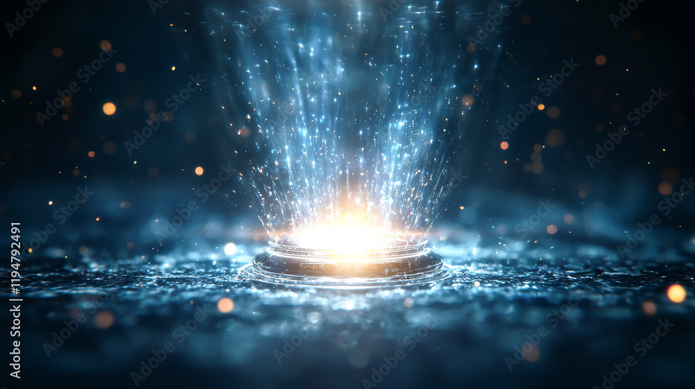 Poster a mesmerizing visual of light and particles creating a stunning cosmic effect.