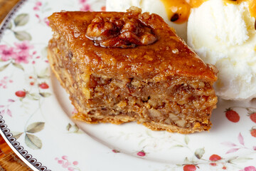 coffee in a cup and dessert on a plate