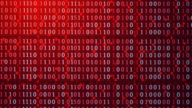 Abstract Red Binary Code Data Breach Cyber Attack Hacking Digital Art