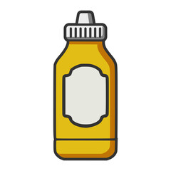 yellow mustard bottle flat color vector illustration template design