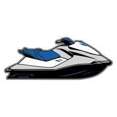 jet ski water sport flat color vector illustration template design