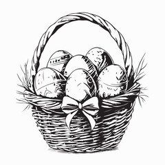 Easter basket with eggs vector image isolated on white background.
