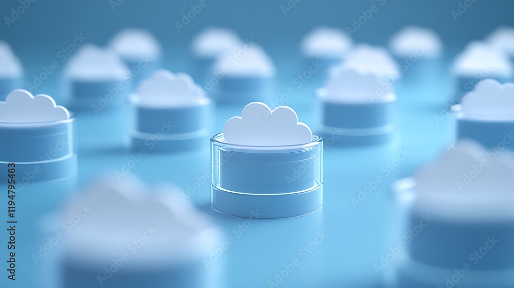 Poster abstract cloud shapes on light blue background for creative and digital concepts in modern design pr