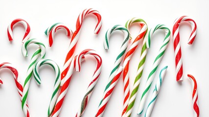 Colorful Christmas Candy Canes Isolated - Festive Sweets