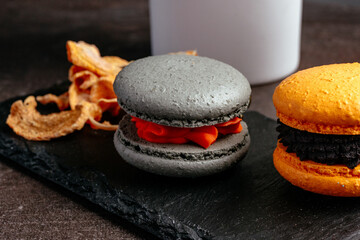 coffee in a cup and dessert on a plate