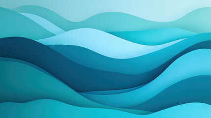 Abstract layered teal and blue waves creating a serene and modern design, perfect for backgrounds, digital art, and creative minimalist projects