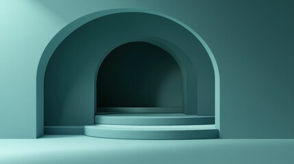 Abstract Architectural Space with Curved Arches and Steps