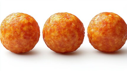 Fototapeta premium Three Bright Orange Round Objects on a White Background