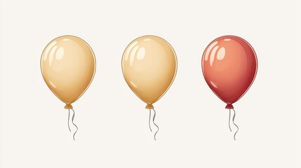 Colorful Balloons with Glossy Finish on Neutral Background