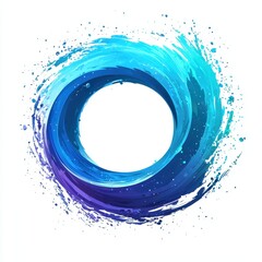 Fototapeta premium Blue Swirl Abstract with Dynamic Gradient and Splatter Effects in Circular Shape