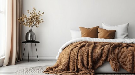 Cozy Minimalist Bedroom with Warm Tones and Natural Elements