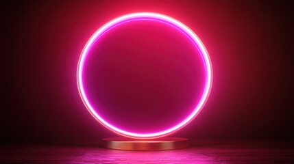 Neon Circle Display with Pink Glow on Dark Background