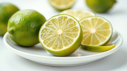 Fresh Lime on White Plate - High-Quality Food Photography