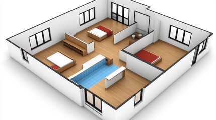 Modern House Interior Design with Open Layout and Pool Area
