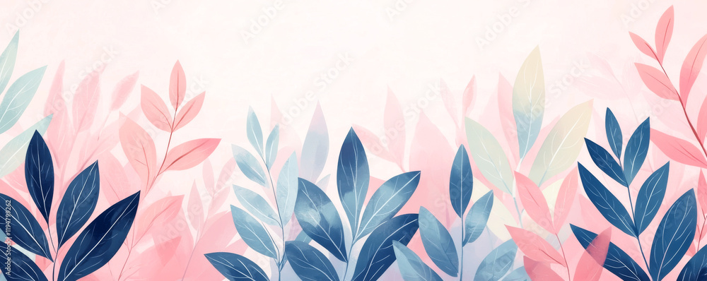 Poster a serene blend of colorful leaves creating a calming and artistic background.