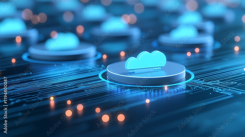 Poster cloud computing concept with stylish digital representation of data connectivity and technology inno