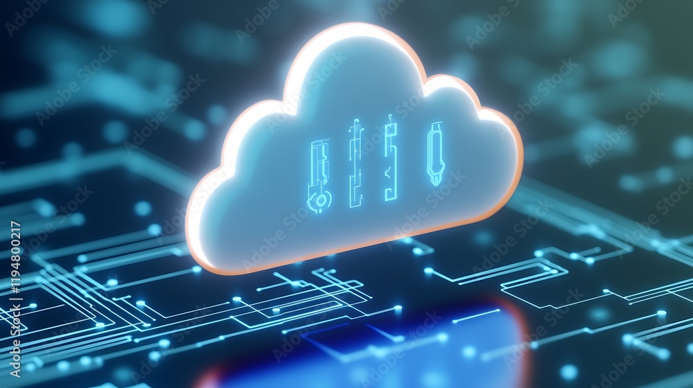 Poster cloud computing icon with digital tools representing technology and innovation in modern data storag