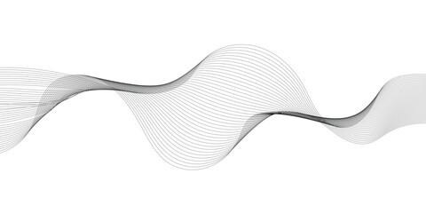 Abstract grey, white smooth element swoosh speed wave modern stream transparent background. Abstract wave line for banner, template, wallpaper background with wave design. Vector illustration