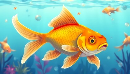 Naklejka premium Goldfish swimming in aquarium