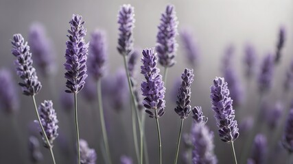 Obraz premium Natural Purple Floral Background: A field of purple lavender flowers swaying gently, a natural floral background