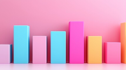 Colorful 3d bar graph displaying data trends studio setting digital art vibrant background creative perspective
