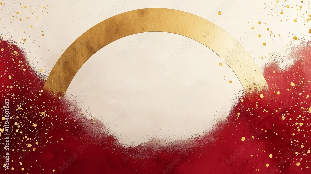 Poster elegant abstract art with gold and red splashes on canvas background