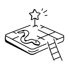 A doodle style icon depicting ladder game 
