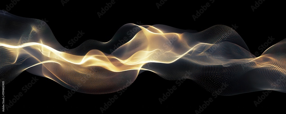 Poster abstract waves of sound visualized as flowing light patterns, rhythmic and dynamic, 4k photo.