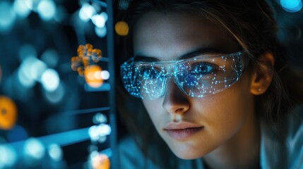 Innovative scientist analyzing molecular structures with augmented reality