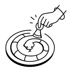 A doodle style icon of playing mehen game 
