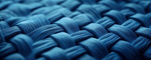 Obraz premium Abstract woven patterns of glowing fibers in cool blue tones, futuristic and sleek, 4k photo.