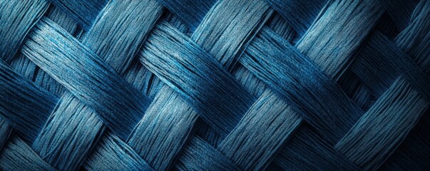 Abstract woven patterns of glowing fibers in cool blue tones, futuristic and sleek, 4k photo.