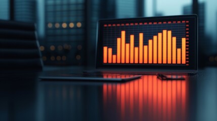 Data analysis trends corporate office digital visualization modern environment close-up view business insights