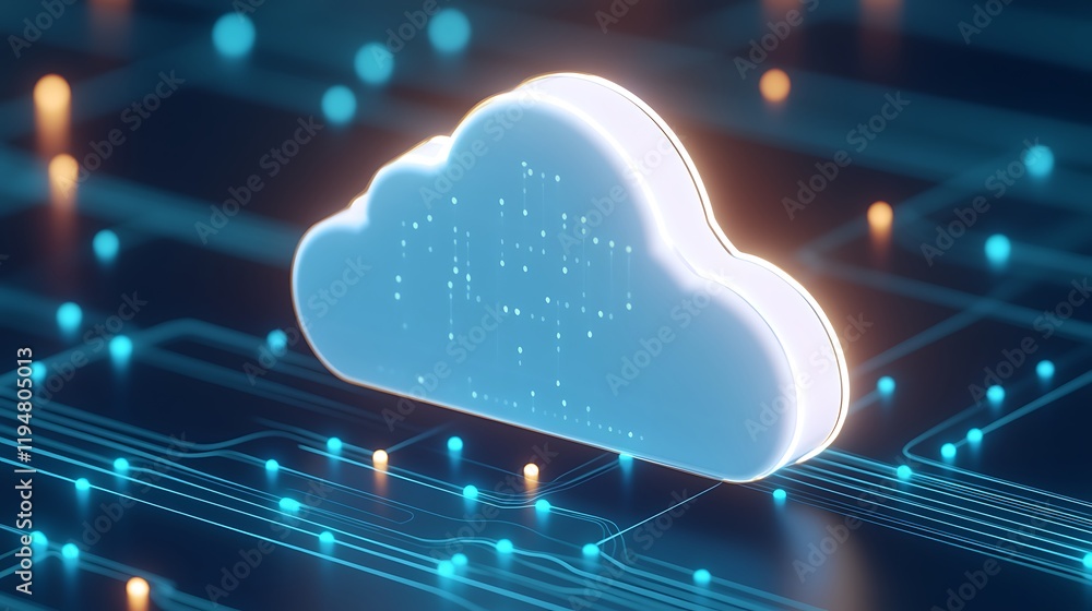 Poster digital cloud concept with data connections in a futuristic technology environment