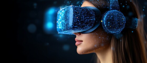 Woman experiencing immersive VR.