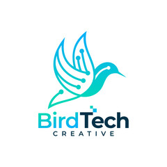 Bird Tech Logo Design Vector Illustration