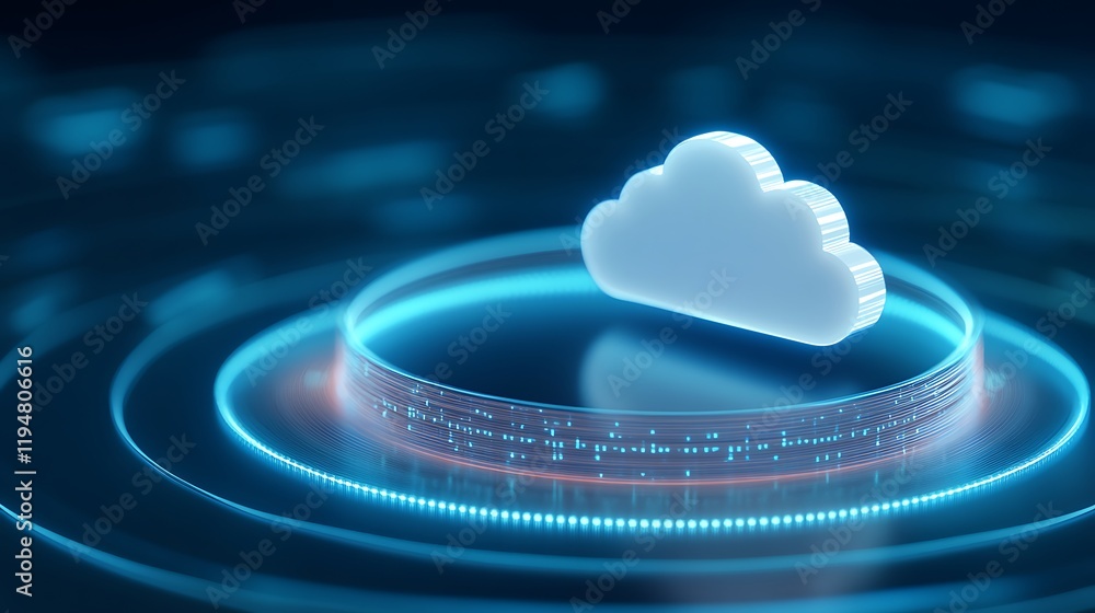 Aufkleber digital cloud icon on futuristic background for technology and data storage concepts