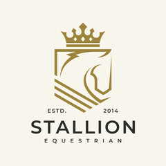 Head of horse logo design. Horse racing company logo template.