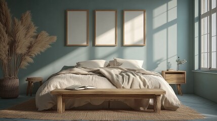 Cozy Minimalist Bedroom with Natural Light and Soft Textures