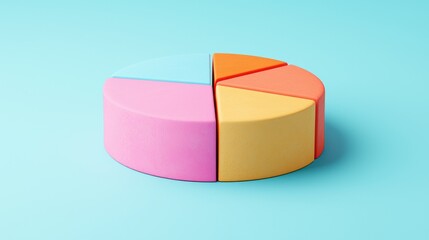 Obraz premium Colorful pie chart representation of data analysis in a minimalist office space