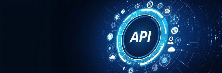 Obraz premium API (Application Programming Interface) Background. API copy space, software development tool, modern technology background, API concept design, API integration, abstract API background