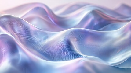 Obraz premium Smooth Waves of Iridescent Fabric Flowing in Soft Light