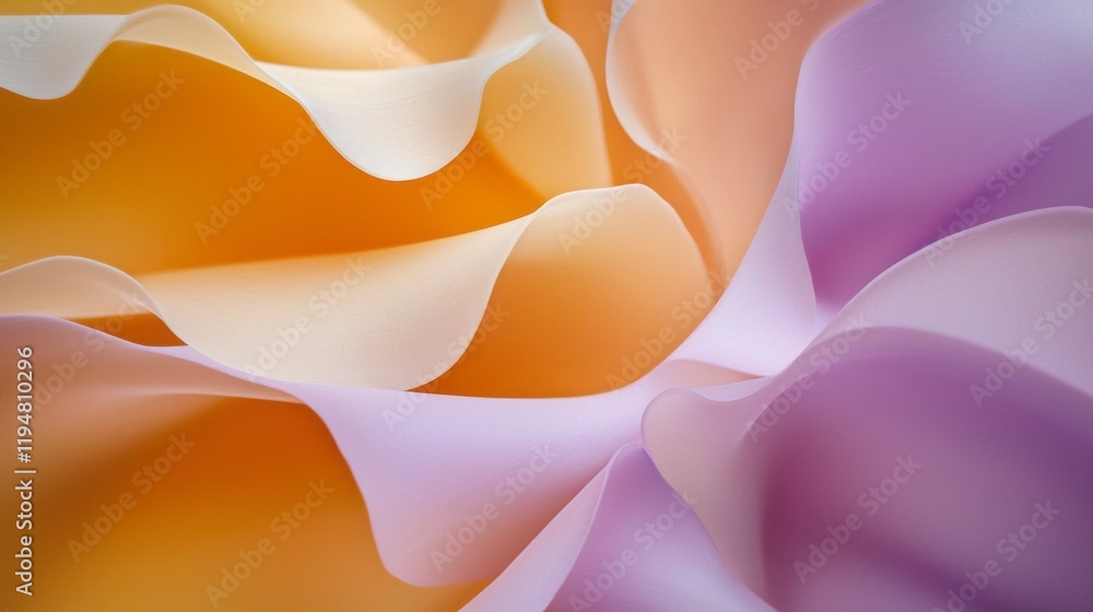 Poster Softly undulating lines in shades of muted butter and pastel colors intertwine, forming a tranquil composition that invites the viewer to explore depth and texture in a modern design