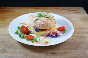 Gourmet Sandwich with Fresh Vegetables and Cheese