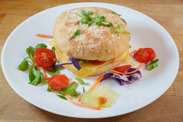 Freshly Made Sandwich with Vegetables and Cheese