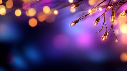 Obraz premium Glowing Lights Festive Background: Magical Bokeh and Twinkling Bulbs
